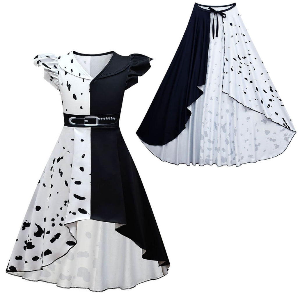 Halloween Costumes Split Color Spotted Dress Fun Outfit - Image 8