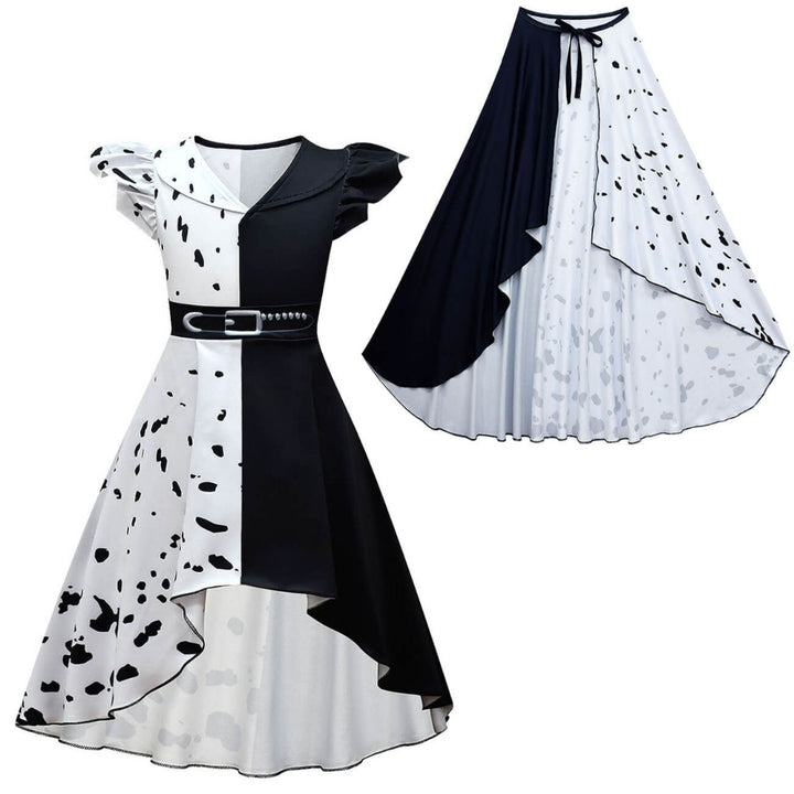 Halloween Costumes Split Color Spotted Dress Fun Outfit - Image 8