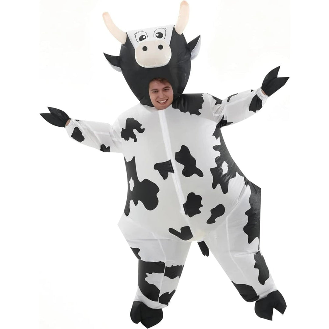 Halloween Cow Costume Inflatable Animal Design With Integrated Blower Fan Lightweight Synthetic Fabric For Fun Events - Image 2