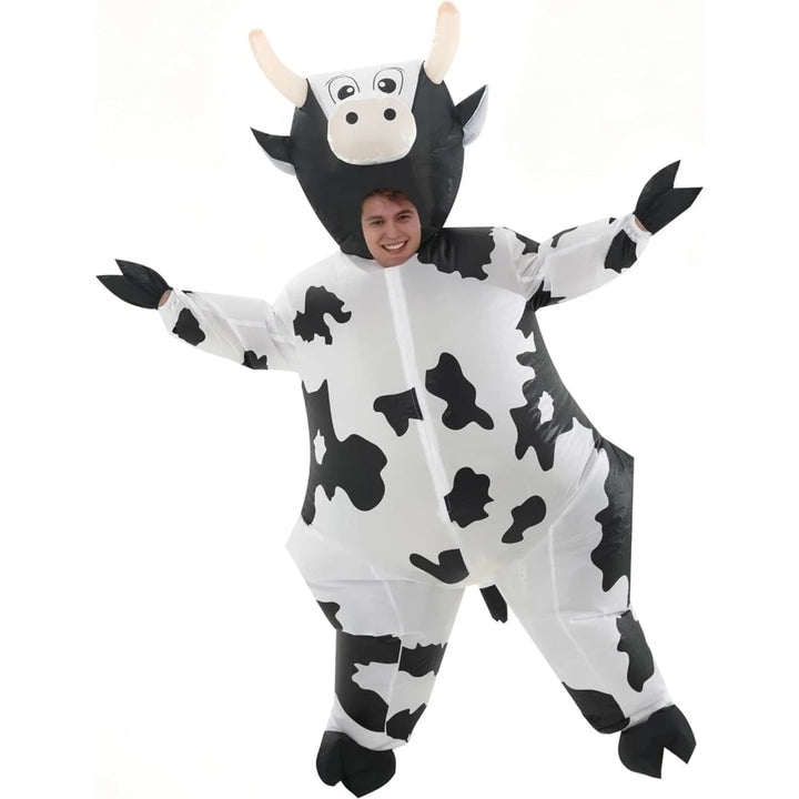 Halloween Cow Costume Inflatable Animal Design With Integrated Blower Fan Lightweight Synthetic Fabric For Fun Events - Image 2