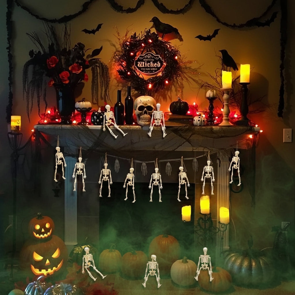 Halloween Decoration Skeletons Mini Figurines Set Gothic - Image 3