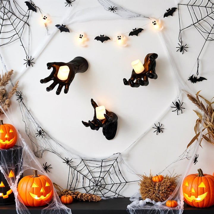 Halloween Decoration Wall Mounted Reaching Hand With Warm LED Candle For Decor - Image 5