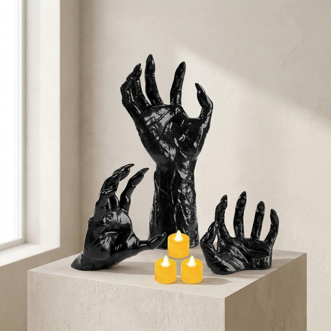 Halloween Decoration Wall Mounted Reaching Hand With Warm LED Candle For Decor - Image 1