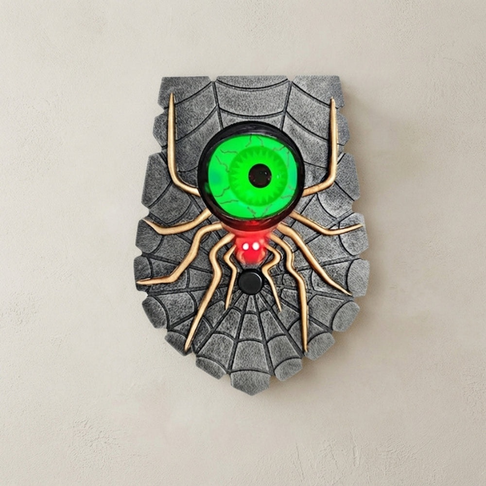 Halloween Decoration Wireless Doorbell With Illuminated Blinking Eye Battery Powered One Eyed Spider Design For Halloween Decor - Image 1