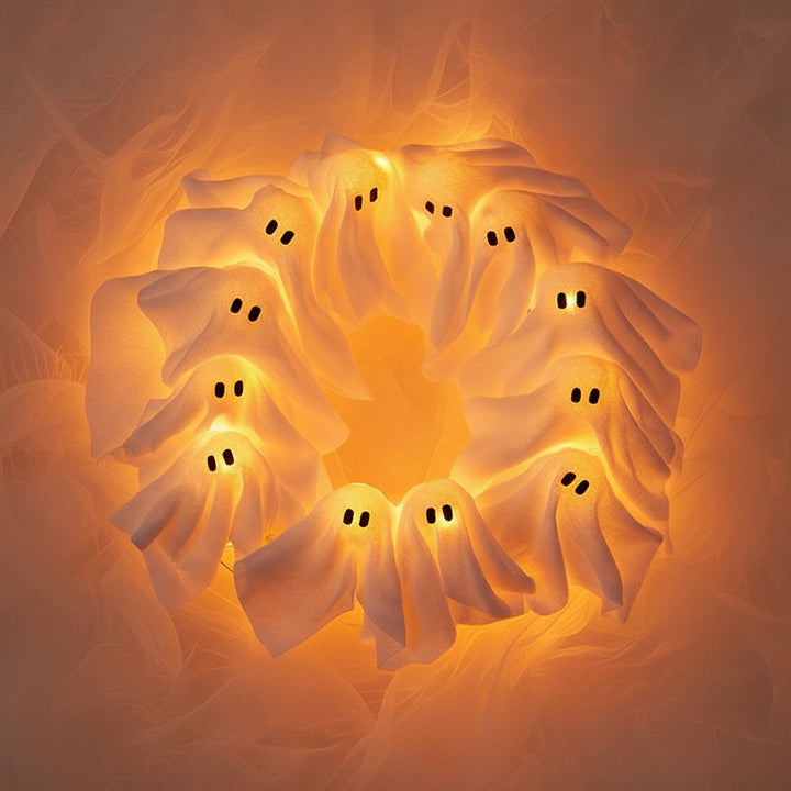 Halloween Decoration Wreath LED Ghost Door Sign - Image 4