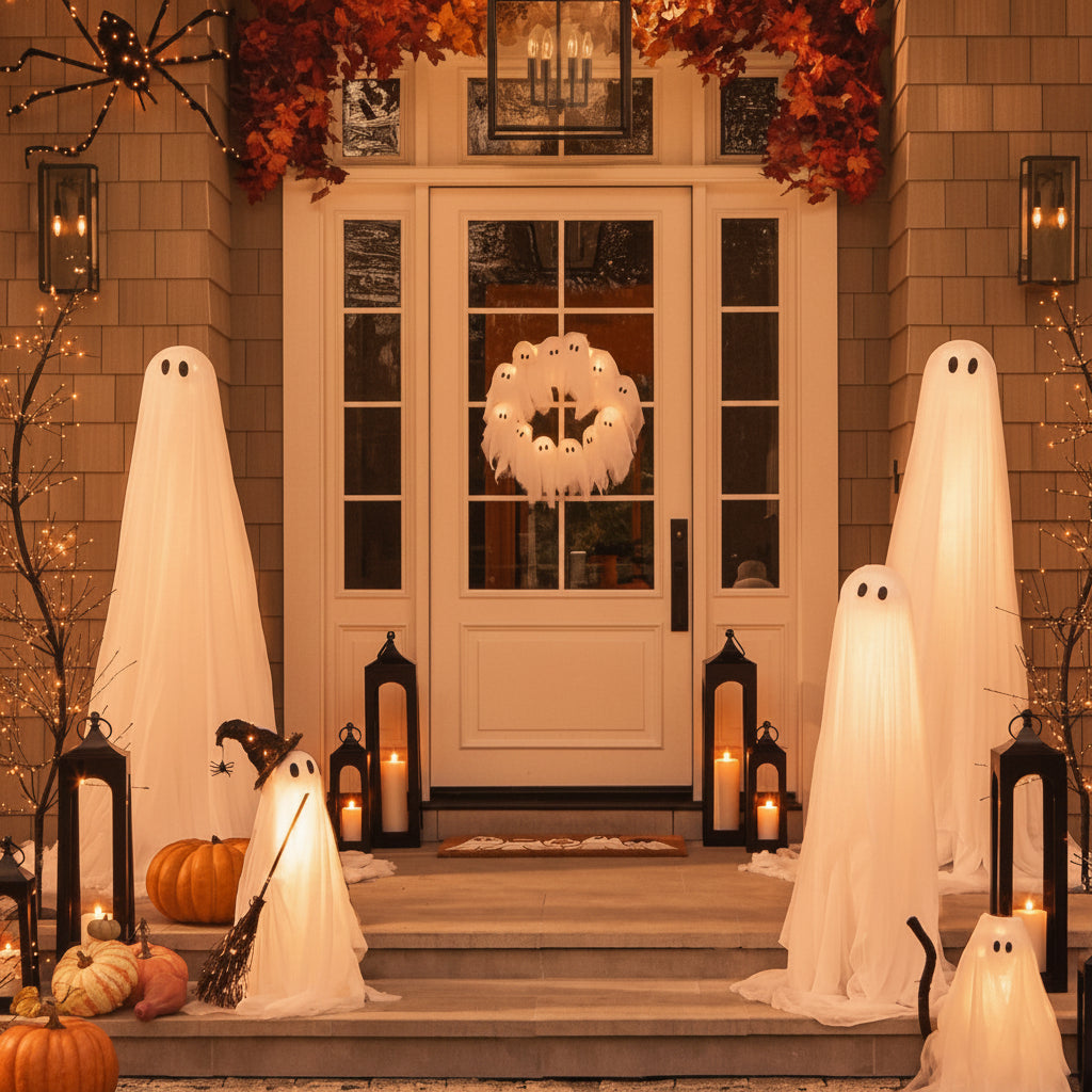 Halloween Decoration Wreath LED Ghost Door Sign - Image 5