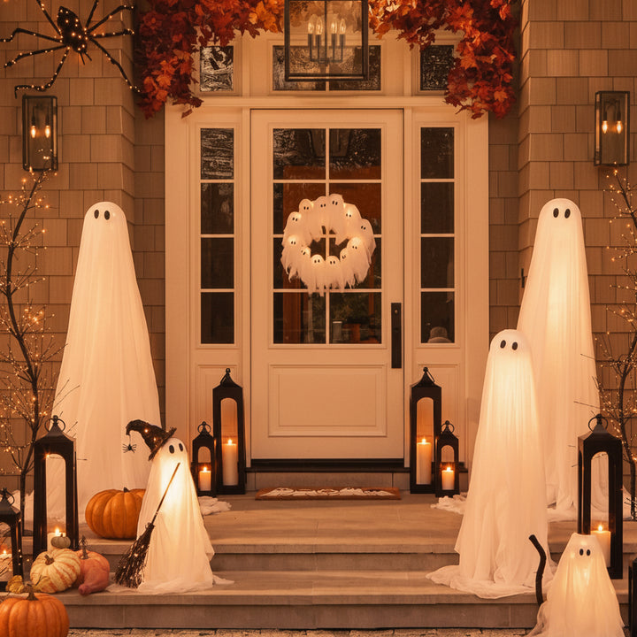 Halloween Decoration Wreath LED Ghost Door Sign - Image 5