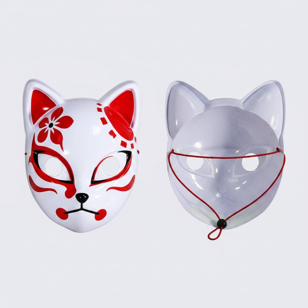 Halloween Fox Mask With Japanese Demon Design Integrated El Wire And Comfortable Elastic Head Strap For Clear Visibility - Image 8