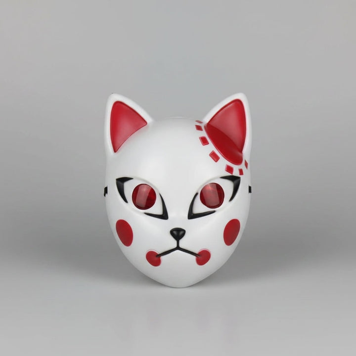 Halloween Fox Mask With Japanese Demon Design Integrated El Wire And Comfortable Elastic Head Strap For Clear Visibility - Image 7