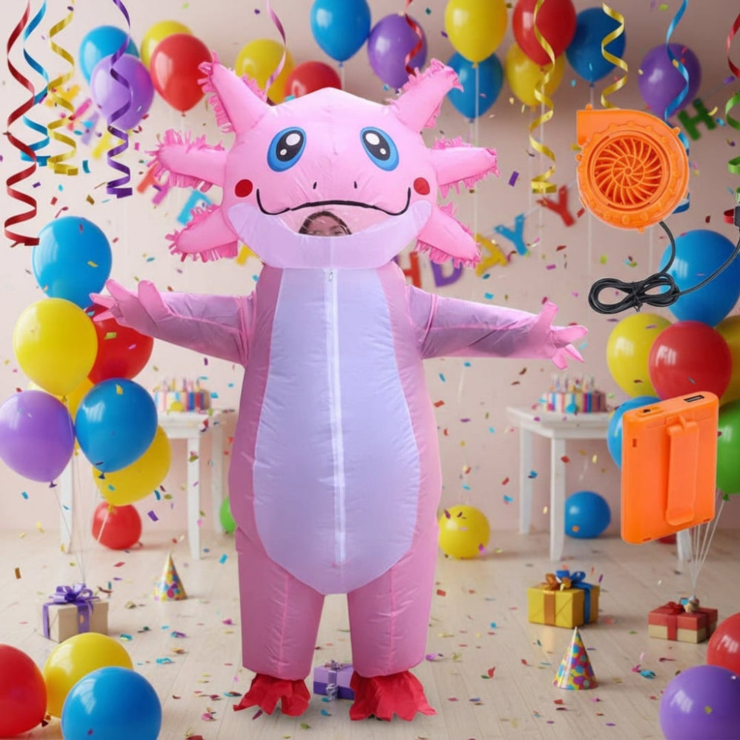 Halloween Inflatable Costume Axolotl With Battery-operated Fan And Design - Image 3
