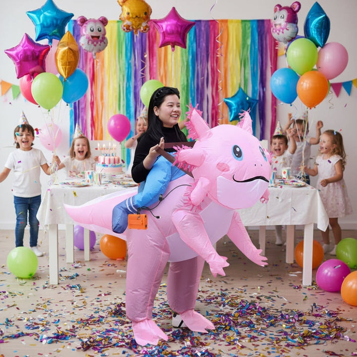 Halloween Inflatable Costume Axolotl With Battery-operated Fan And Design - Image 2