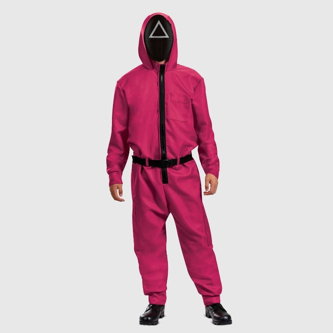 Halloween Jumpsuit Costume Complete Pink Hooded Outfit With Belt And For Party - Image 2