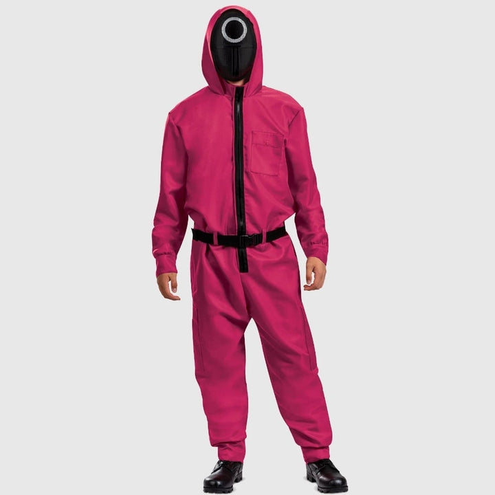 Halloween Jumpsuit Costume Complete Pink Hooded Outfit With Belt And For Party - Image 3