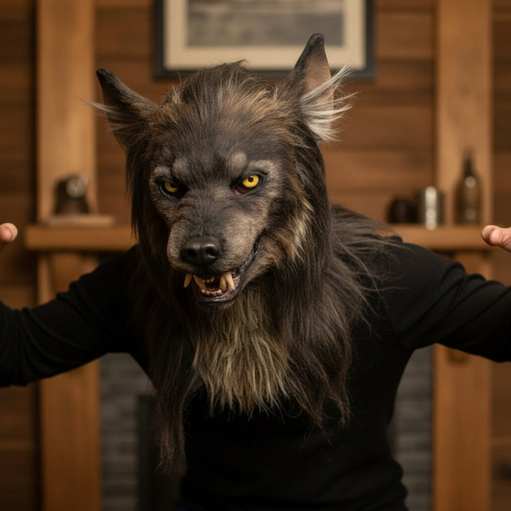 Halloween Mask Werewolf Furry Horned Costume Animal Mask - Image 2