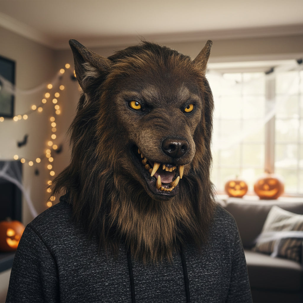 Halloween Mask Werewolf Furry Horned Costume Animal Mask - Image 4