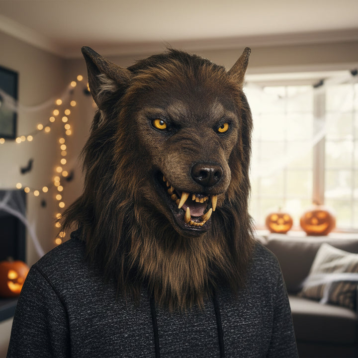 Halloween Mask Werewolf Furry Horned Costume Animal Mask - Image 4