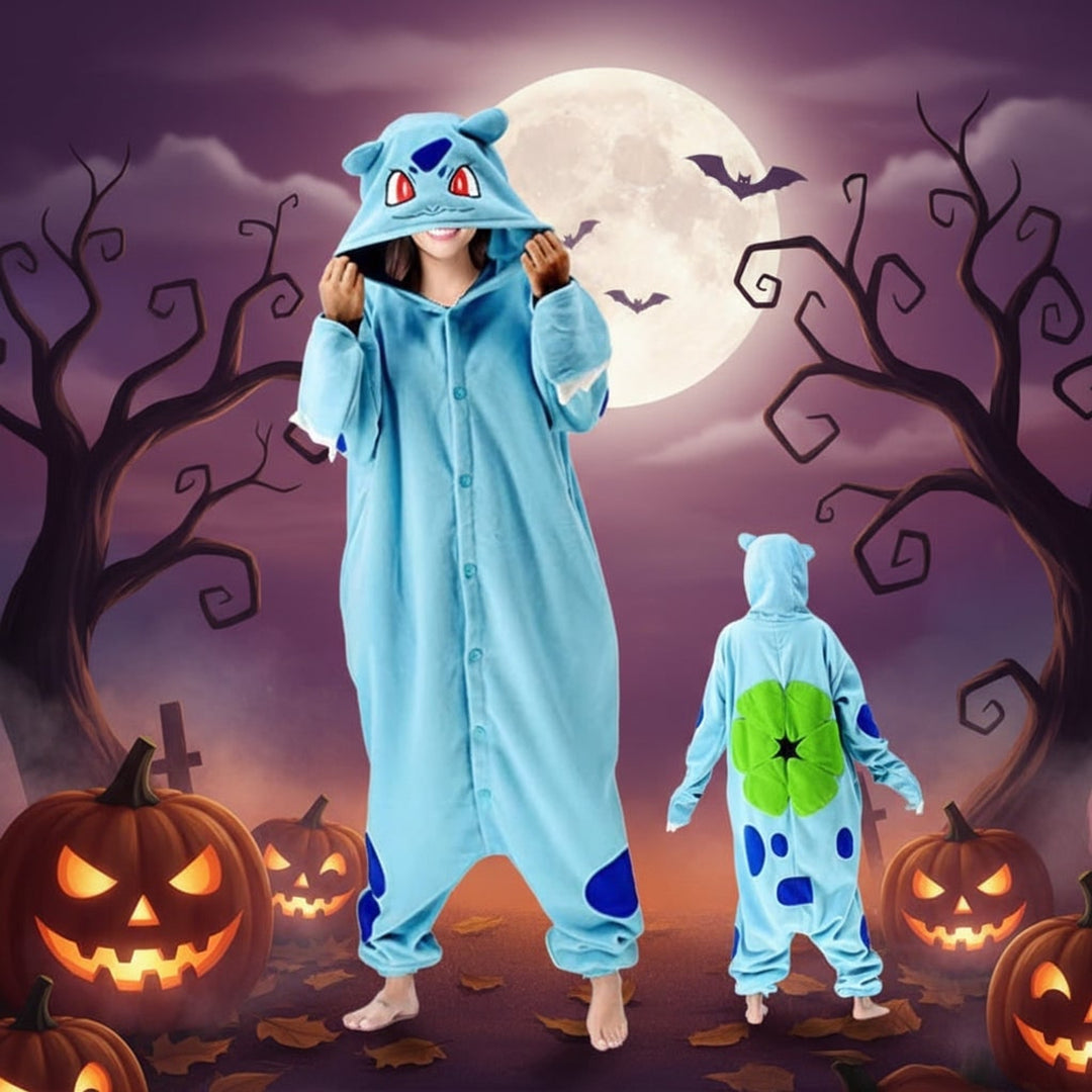 Halloween Onesie Kids' Christmas Pajamas With Character Hood And Fleece For Xmas Party - Image 5