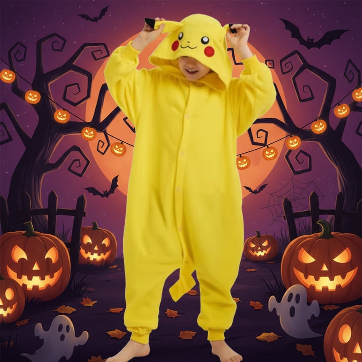 Halloween Onesie Kids' Christmas Pajamas With Character Hood And Fleece For Xmas Party - Image 2