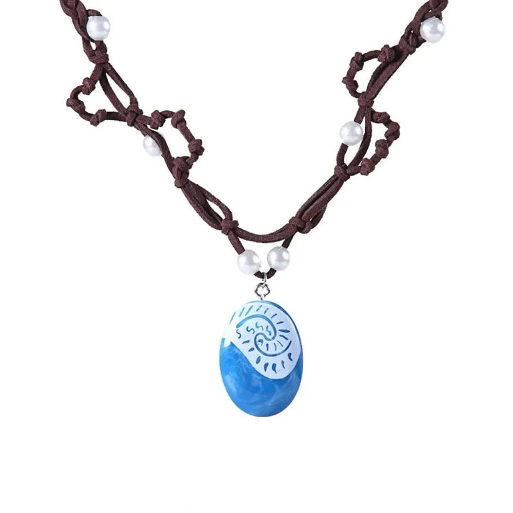 Halloween Princess Costume With Tropical Print Top Grass Skirt And Pendant - Image 2