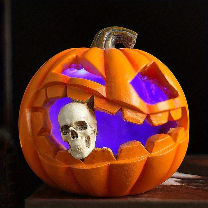 Halloween Pumpkin Decoration Decor Realistic Skull Jack O'lantern No Electricity Required - Image 1