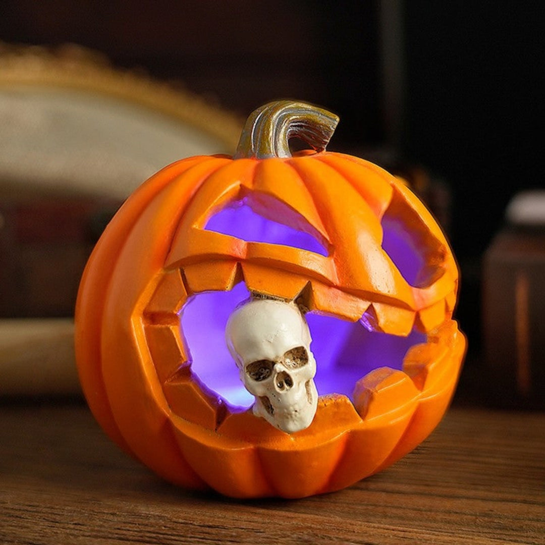 Halloween Pumpkin Decoration Decor Realistic Skull Jack O'lantern No Electricity Required - Image 2