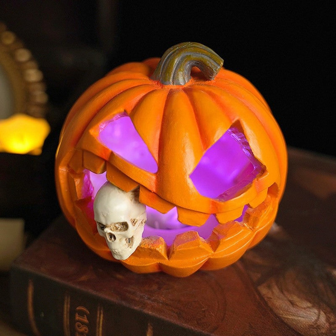 Halloween Pumpkin Decoration Decor Realistic Skull Jack O'lantern No Electricity Required - Image 3