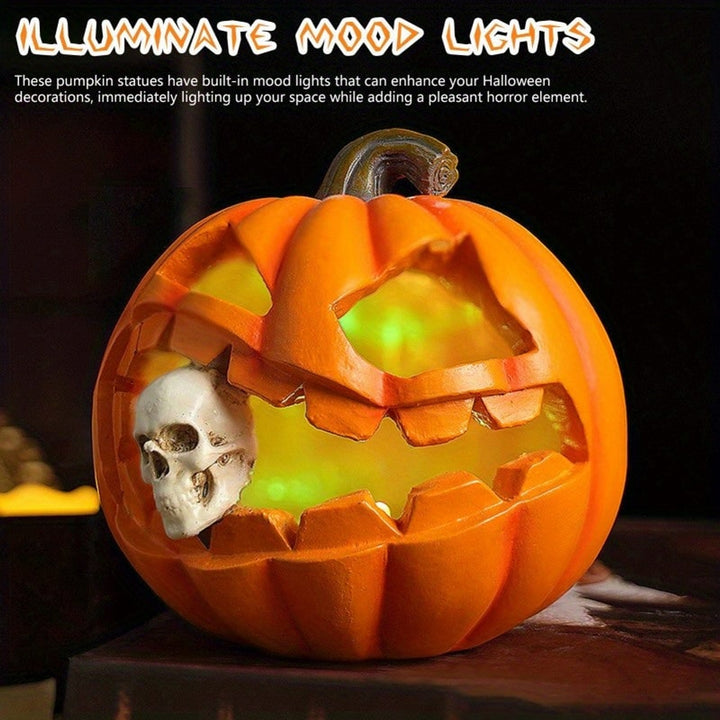 Halloween Pumpkin Decoration Decor Realistic Skull Jack O'lantern No Electricity Required - Image 5