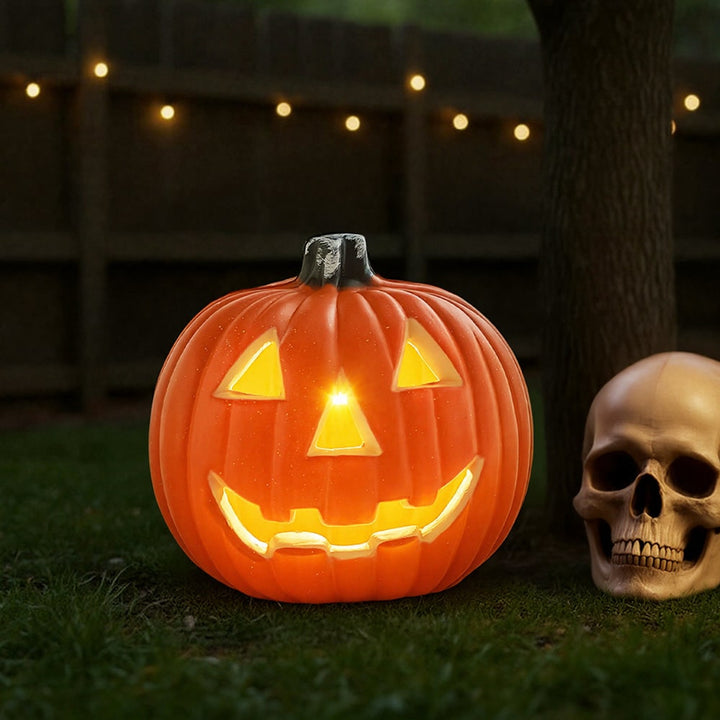 Halloween Pumpkin LED Lantern Orange Plastic Battery Operated With Warm-Colored Glow And Cordless Design - Image 2