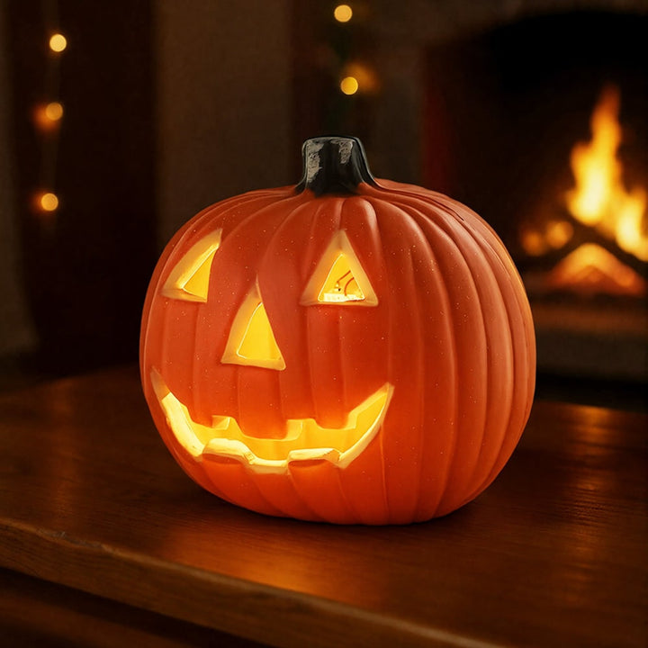 Halloween Pumpkin LED Lantern Orange Plastic Battery Operated With Warm-Colored Glow And Cordless Design - Image 5