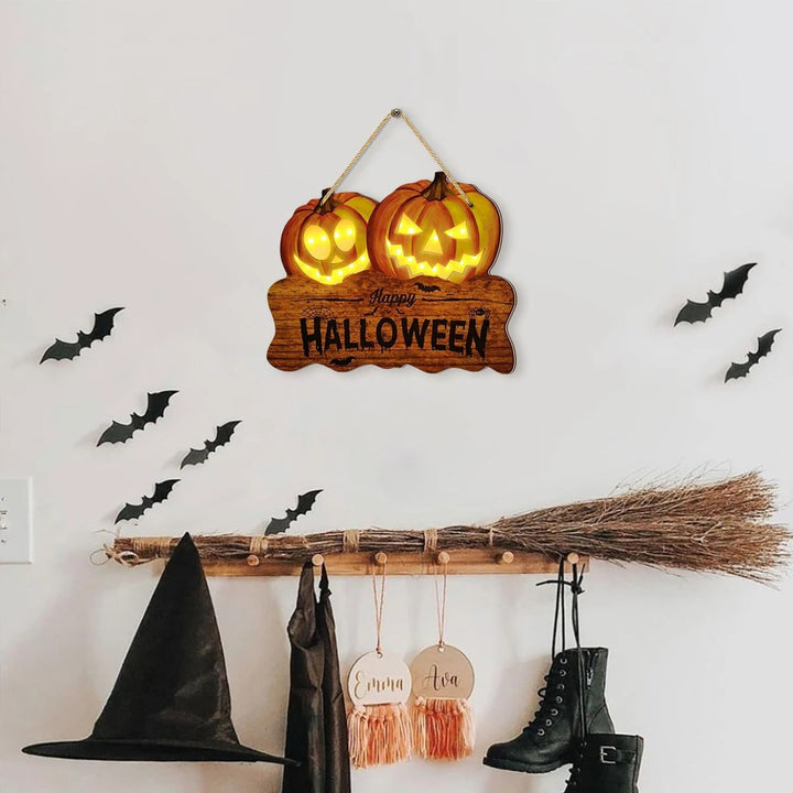Halloween Sign With Integrated Glowing Pumpkins Hanging Decoration For Indoor And Outdoor Display - Image 4
