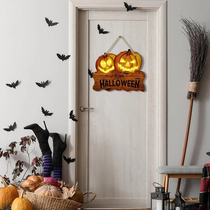 Halloween Sign With Integrated Glowing Pumpkins Hanging Decoration For Indoor And Outdoor Display - Image 5