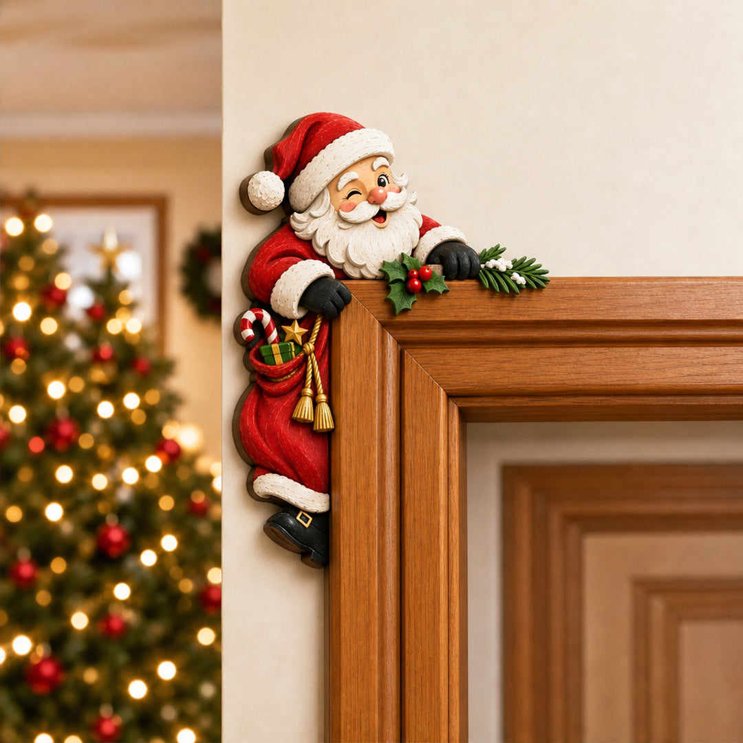Hand-Painted Door Frame Corner Christmas Decoration With Curved Back Panel - Image 3