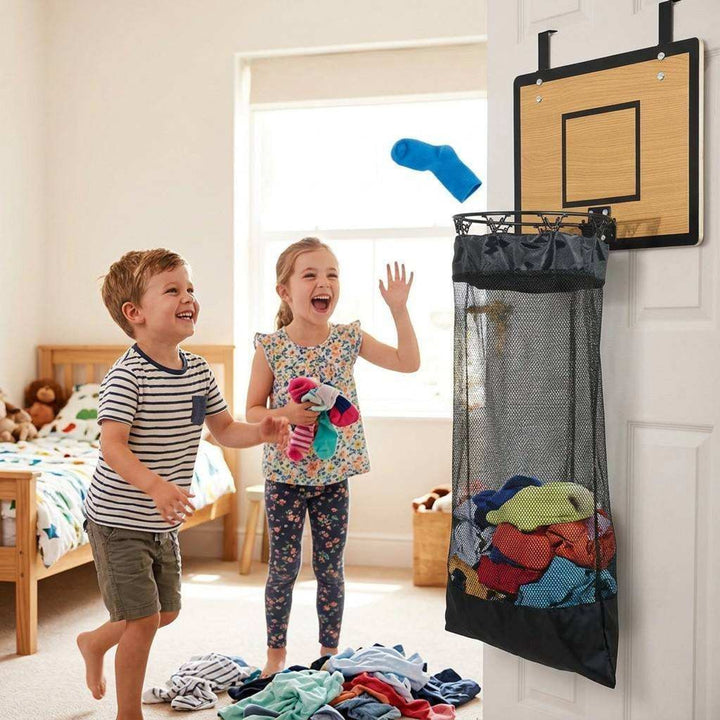 Hanging Storage Organizer With Basketball Hoop Design For Kids' Laundry And Toys - Image 5