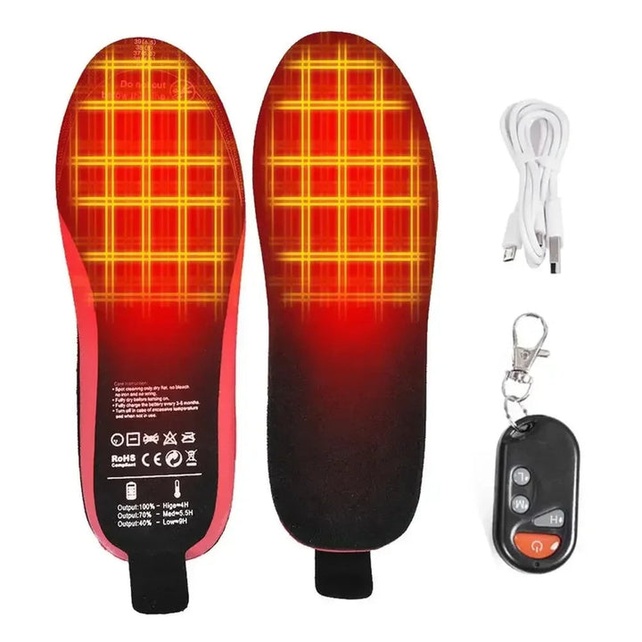 Heated Insoles Rechargeable Foot Warmers With Remote Control Trim To Fit For Outdoor Winter Use - Image 1