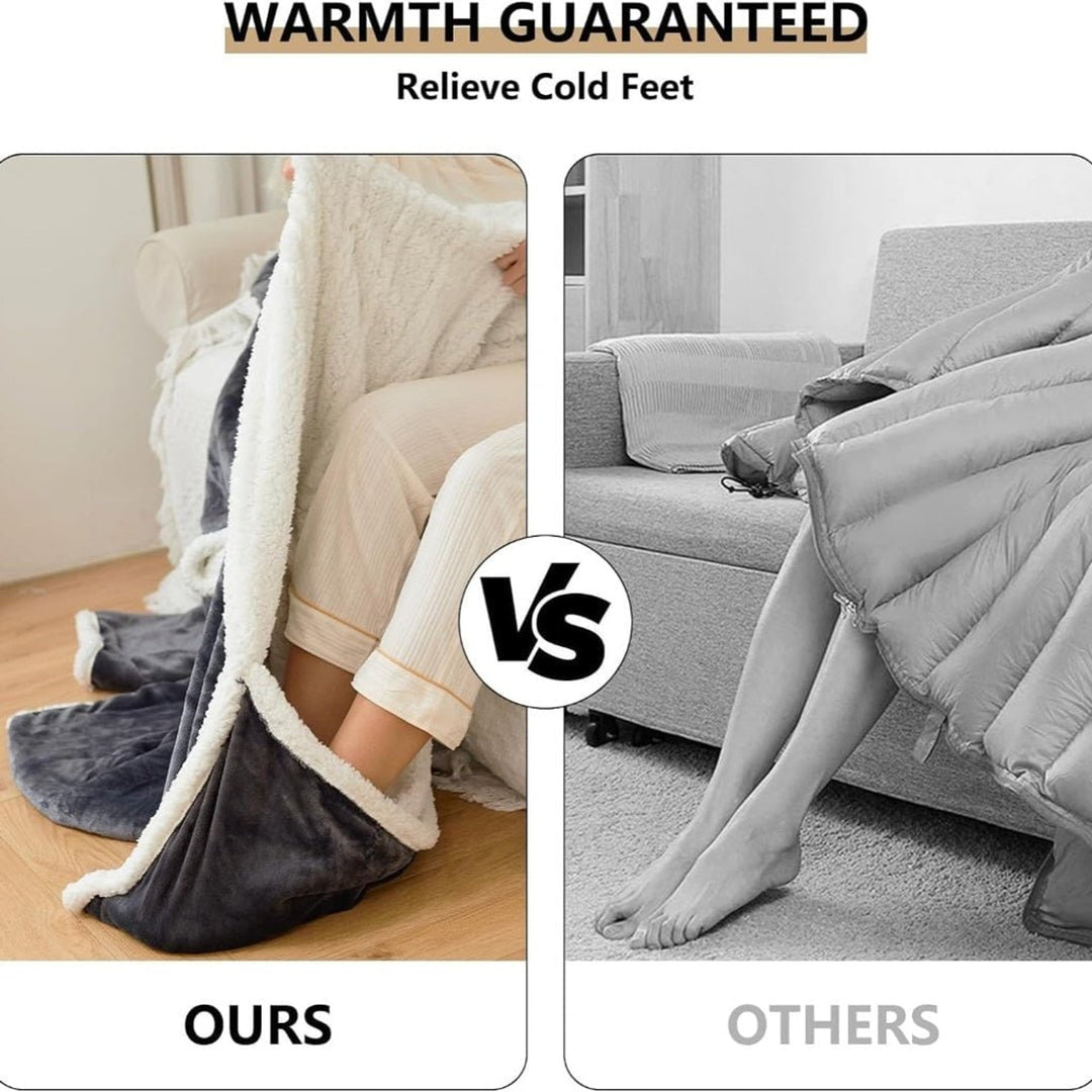 Heated Wearable Blanket Hooded Fleece With Foot Pocket - Image 7