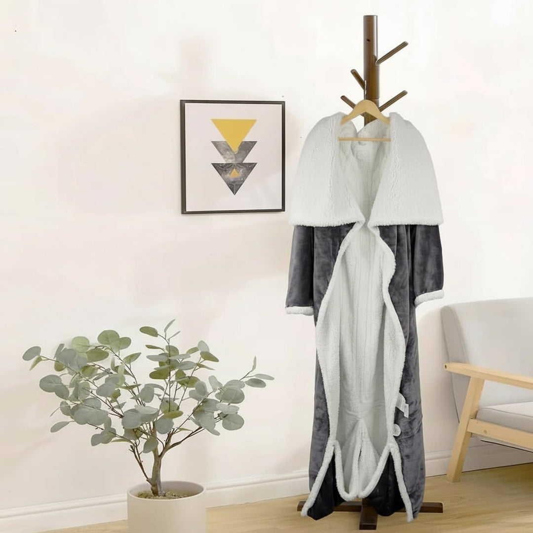 Heated Wearable Blanket Hooded Fleece With Foot Pocket - Image 8