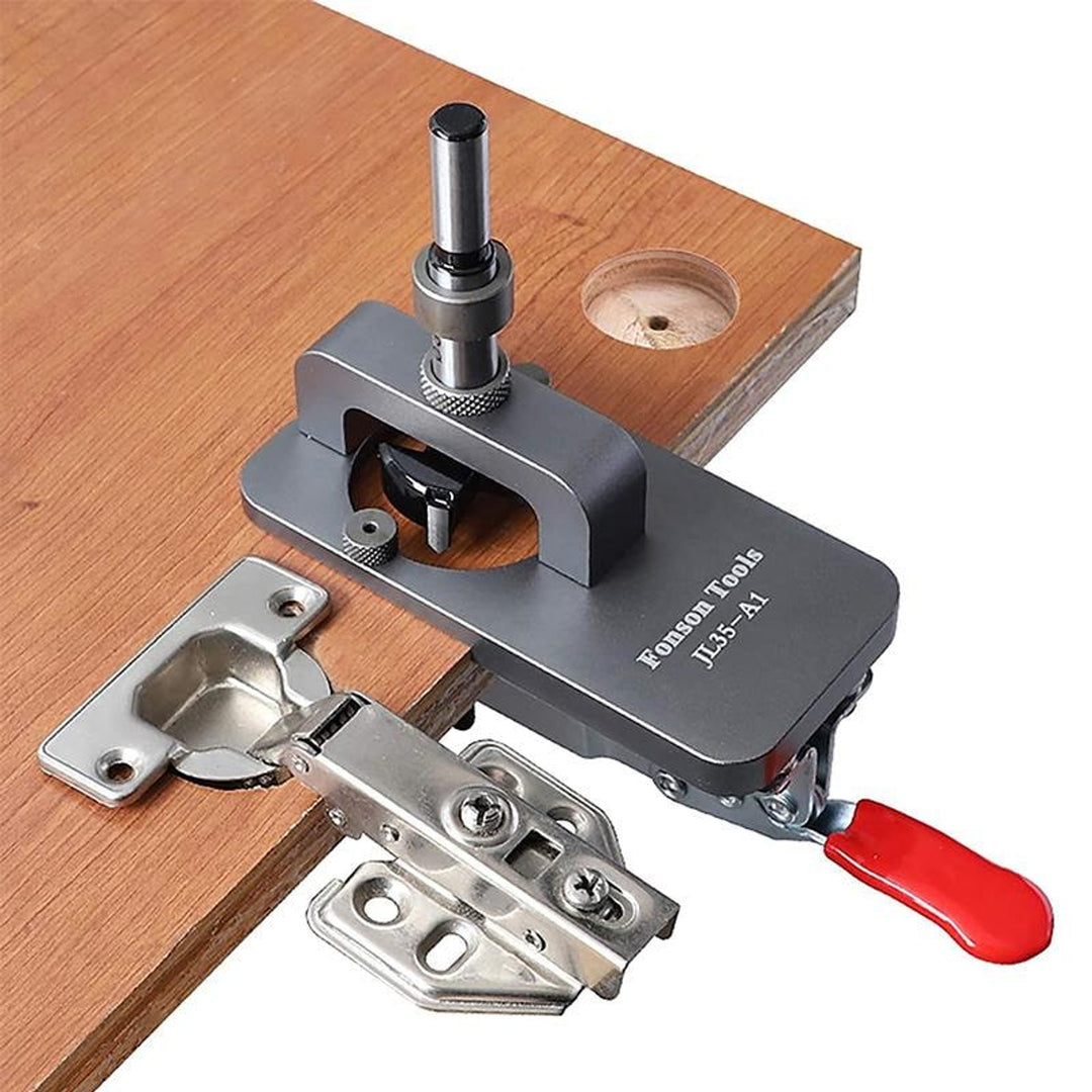 Hidden Hinge Jig With Adjustable Depth And Clamp For Cabinet Door Installation - Image 1