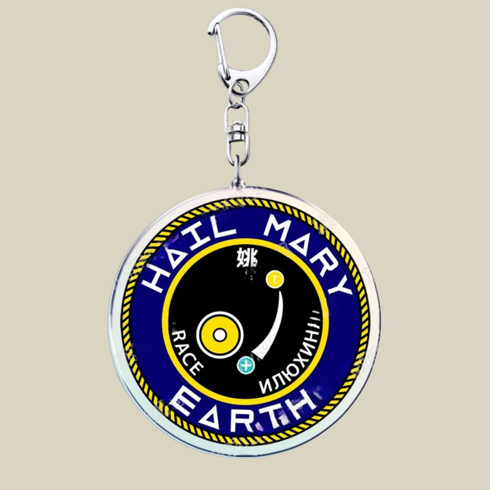 Space Mission Keychain - Metal Crest Keyring for Keys & Bags