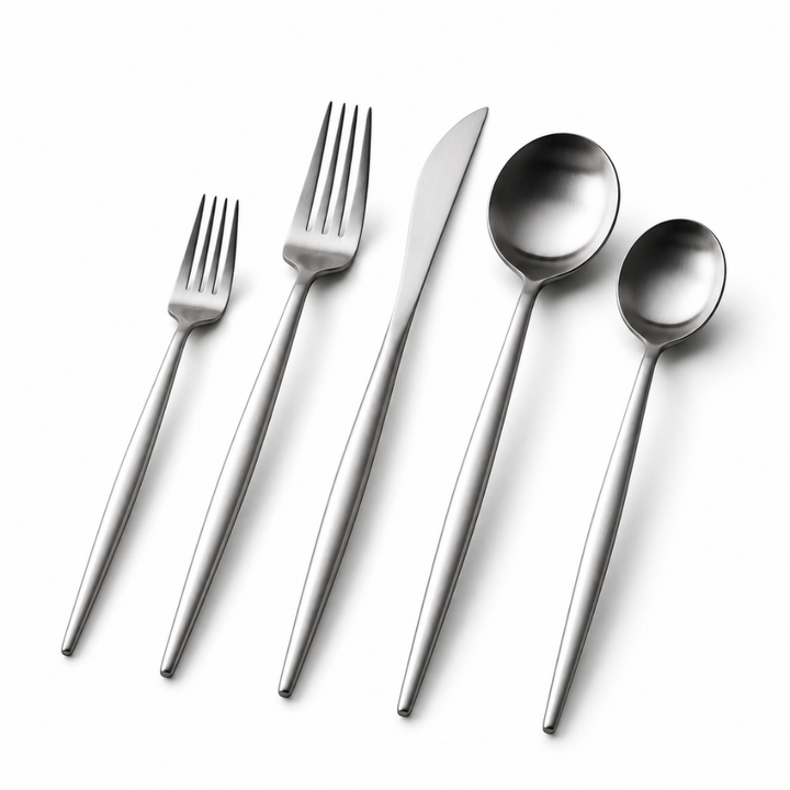 Besteck-Set aus Edelstahl, modern-minimalistisch, 30-teilig