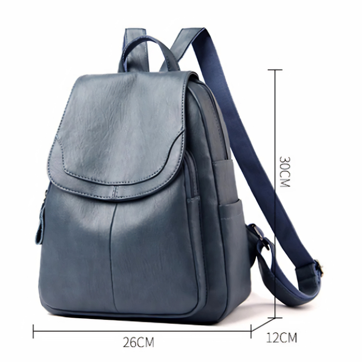 Women's Leather Backpack – Anti-Theft Zippered Compact Daypack