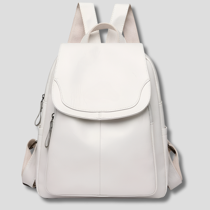 Women's Leather Backpack – Anti-Theft Zippered Compact Daypack