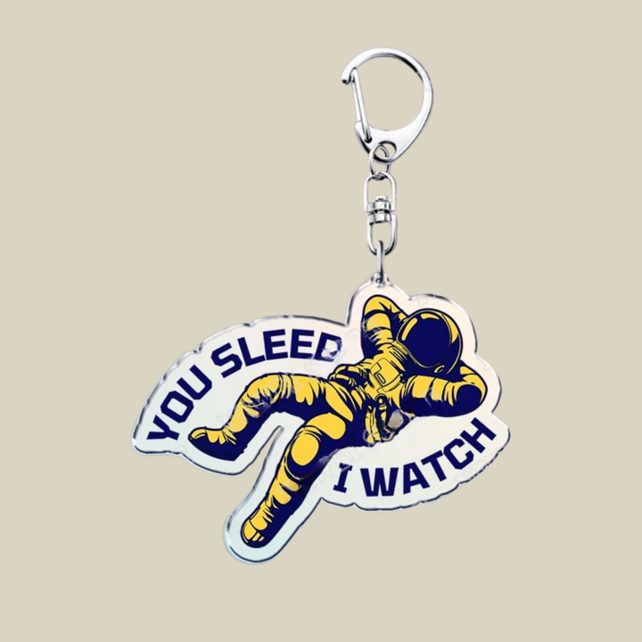 Space Mission Keychain - Metal Crest Keyring for Keys & Bags