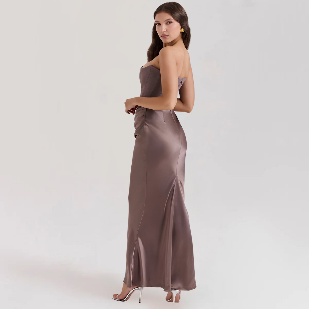 Strapless Corset Evening Gown | Satin Formal Dress for Women