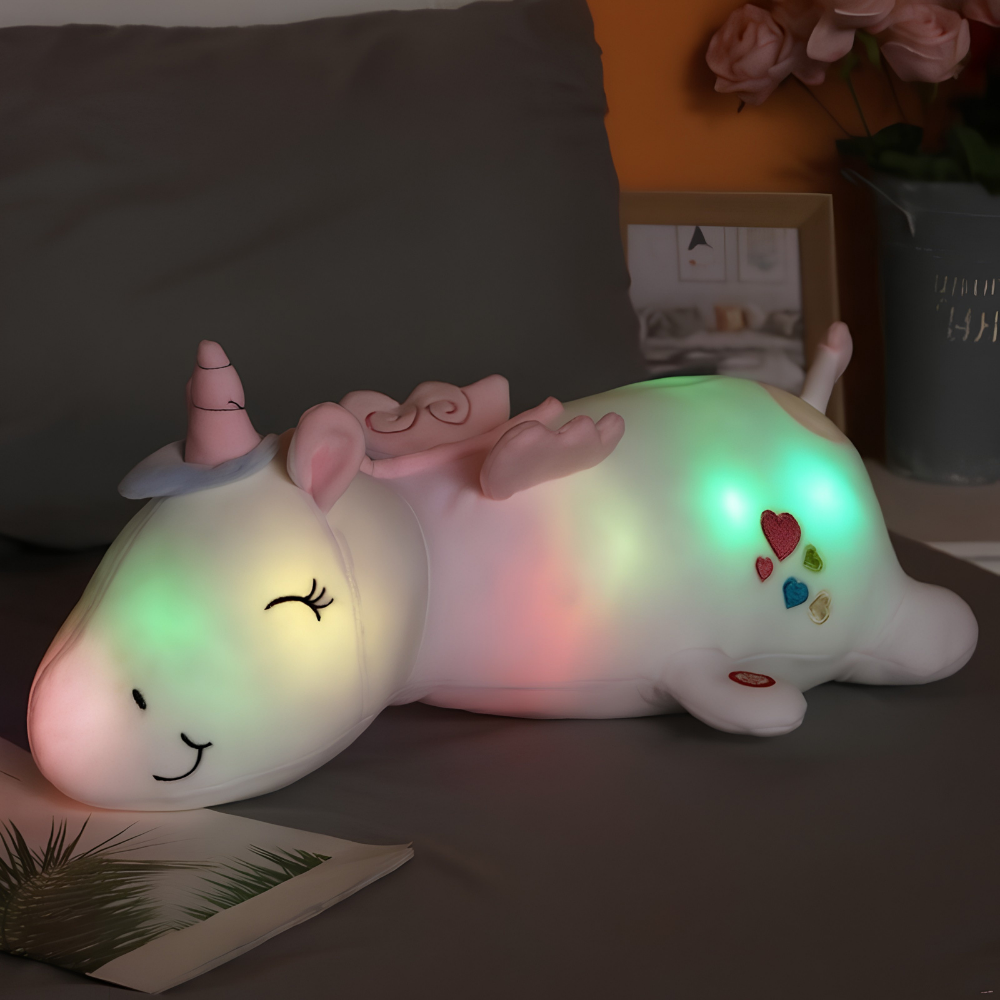 Lampada da comodino LED per bambini, peluche con luce soffusa, giocattolo luminoso