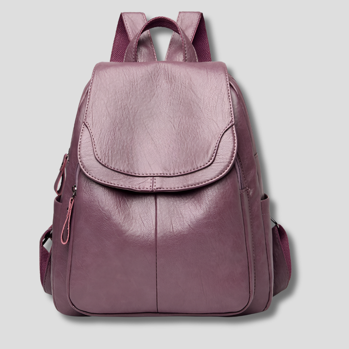 Women's Leather Backpack – Anti-Theft Zippered Compact Daypack