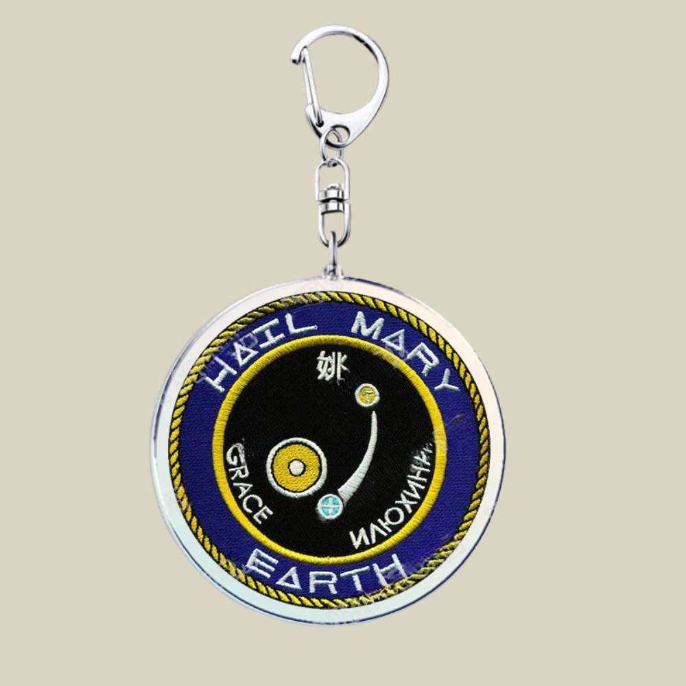 Space Mission Keychain - Metal Crest Keyring for Keys & Bags
