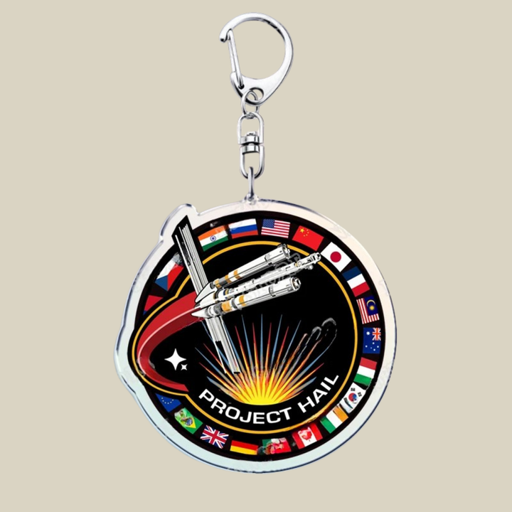 Space Mission Keychain - Metal Crest Keyring for Keys & Bags