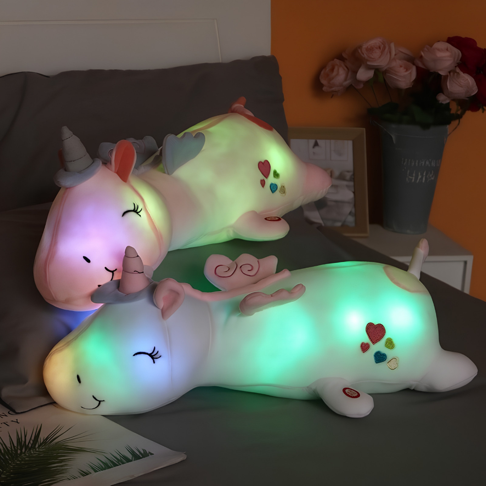 Lampada da comodino LED per bambini, peluche con luce soffusa, giocattolo luminoso