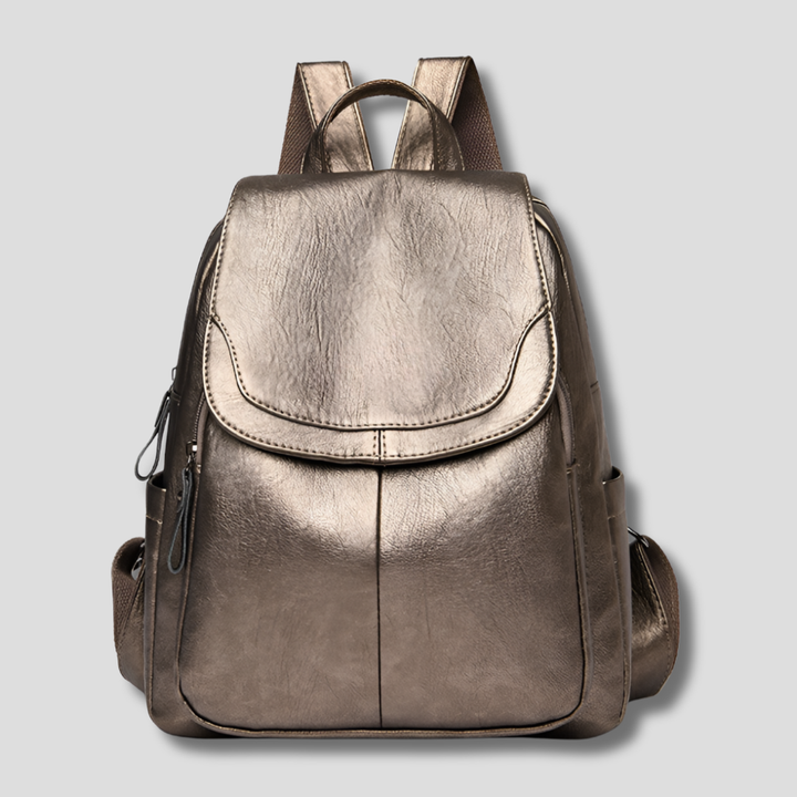 Women's Leather Backpack – Anti-Theft Zippered Compact Daypack