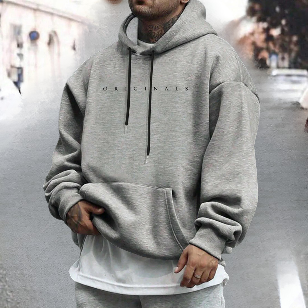 Herren Hoodie Übergroß Baumwoll Pullover Lässig